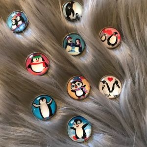 Set of 9 Winter Penguins Snap Noosa 20mm
